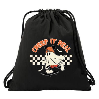 Creep It Real Spooky Ghost Mouse Drawstring Bag