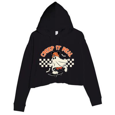 Creep It Real Spooky Ghost Mouse Crop Fleece Hoodie