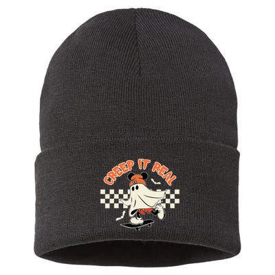 Creep It Real Spooky Ghost Mouse Sustainable Knit Beanie