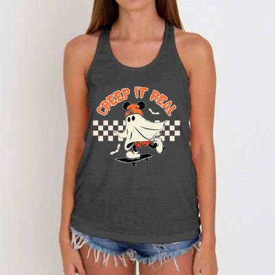 Creep It Real Spooky Ghost Mouse Women's Knotted Racerback Tank