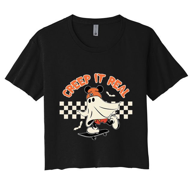 Creep It Real Spooky Ghost Mouse Crop Top