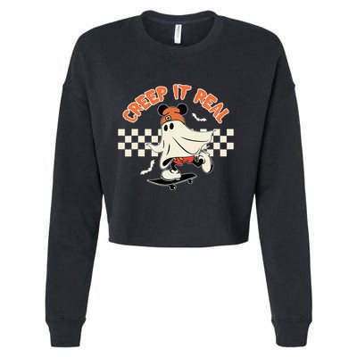 Creep It Real Spooky Ghost Mouse Cropped Pullover Crew