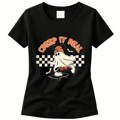 Creep It Real Spooky Ghost Mouse Womens T-Shirt