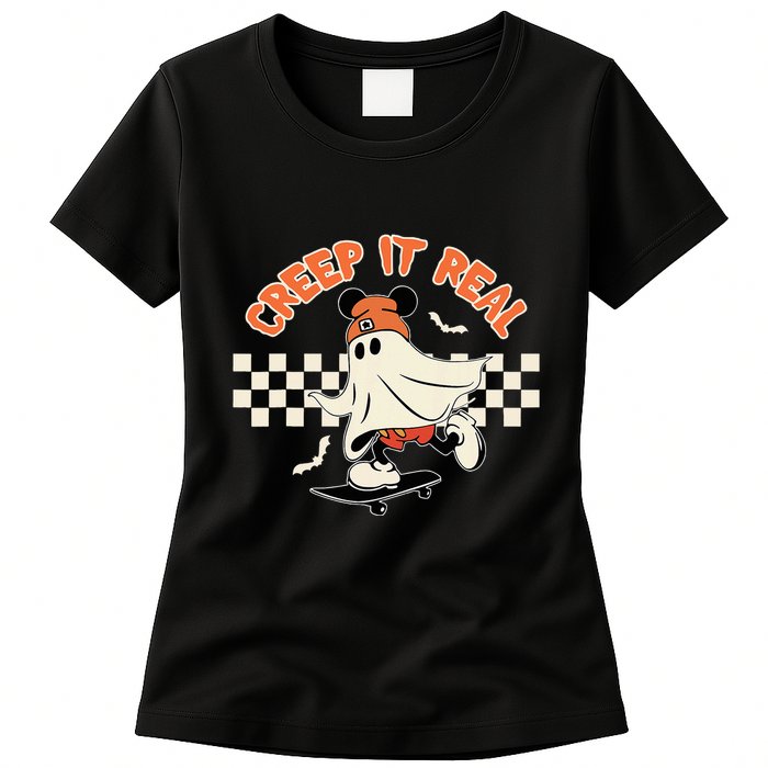 Creep It Real Spooky Ghost Mouse Womens T-Shirt