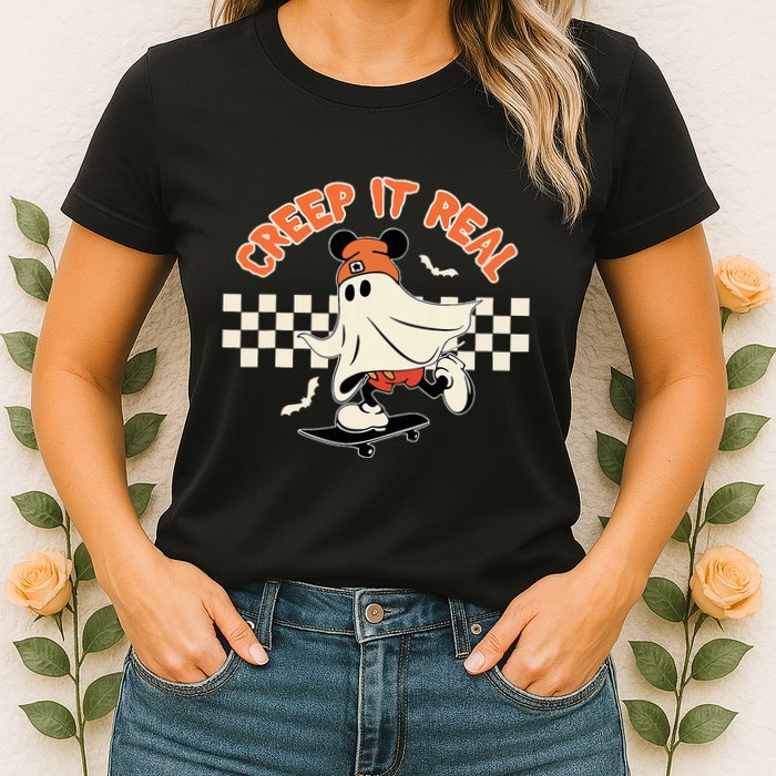 Creep It Real Spooky Ghost Mouse Womens T-Shirt