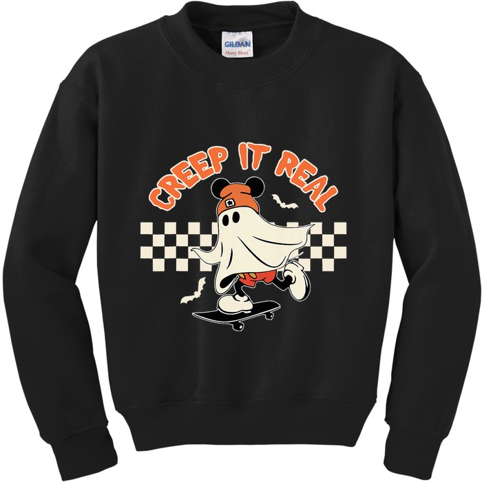 Creep It Real Spooky Ghost Mouse Kids Sweatshirt