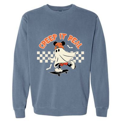 Creep It Real Spooky Ghost Mouse Garment-Dyed Sweatshirt