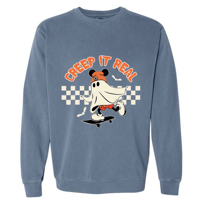 Creep It Real Spooky Ghost Mouse Garment-Dyed Sweatshirt