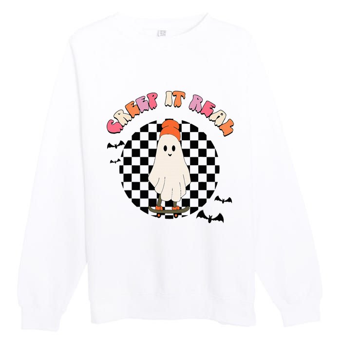 Creep It Real Ghost Halloween  Premium Crewneck Sweatshirt