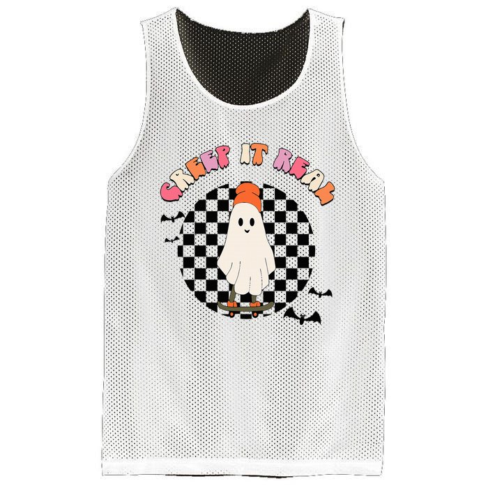 Creep It Real Ghost Halloween  Mesh Reversible Basketball Jersey Tank