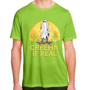 Creepin It Real Skateboard Ghost Funny Retro Halloween Meaningful Gift Adult ChromaSoft Performance T-Shirt