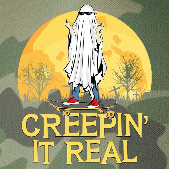 Creepin It Real Skateboard Ghost Funny Retro Halloween Meaningful Gift Legacy Tie Dye Trucker Hat