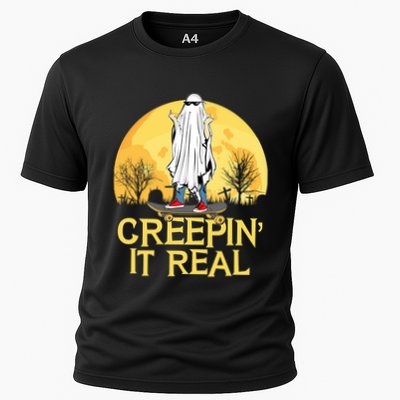 Creepin It Real Skateboard Ghost Funny Retro Halloween Meaningful Gift Performance Shirt