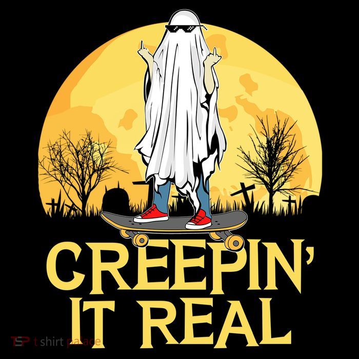 Creepin It Real Skateboard Ghost Funny Retro Halloween Meaningful Gift 7-Panel Snapback Hat