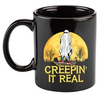 Creepin It Real Skateboard Ghost Funny Retro Halloween Meaningful Gift 11oz C Handle Ceramic Mug