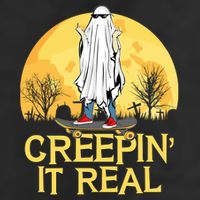 Creepin It Real Skateboard Ghost Funny Retro Halloween Meaningful Gift 11oz C Handle Ceramic Mug