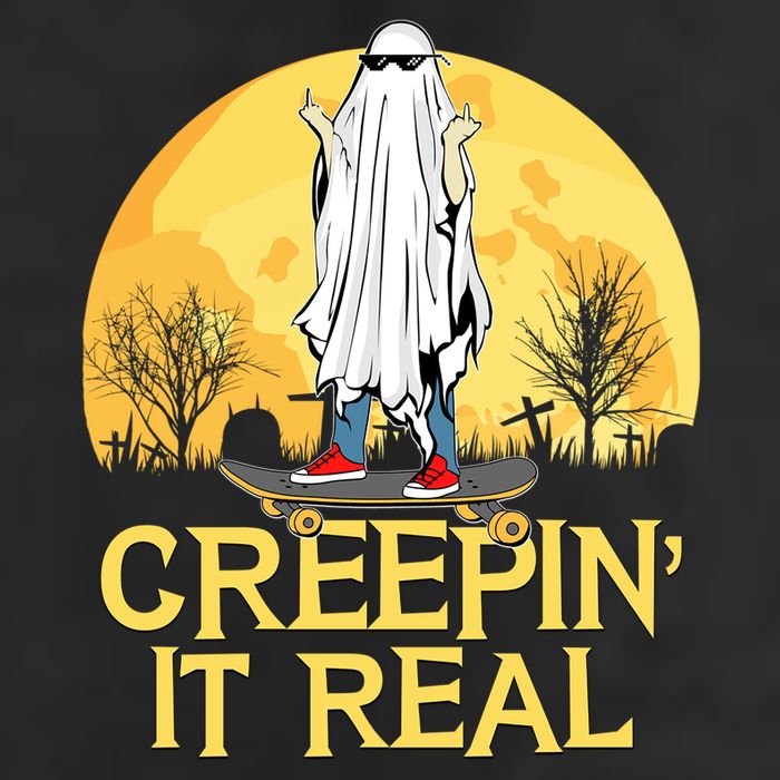 Creepin It Real Skateboard Ghost Funny Retro Halloween Meaningful Gift 11oz C Handle Ceramic Mug