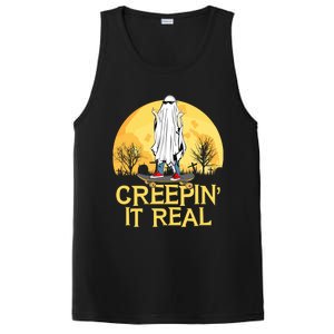 Creepin It Real Skateboard Ghost Funny Retro Halloween Meaningful Gift PosiCharge Competitor Tank