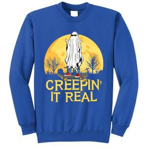 Creepin It Real Skateboard Ghost Funny Retro Halloween Meaningful Gift Sweatshirt