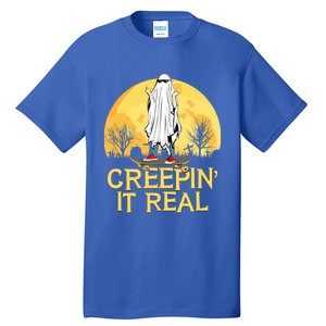 Creepin It Real Skateboard Ghost Funny Retro Halloween Meaningful Gift Tall T-Shirt