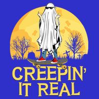 Creepin It Real Skateboard Ghost Funny Retro Halloween Meaningful Gift Button