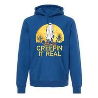 Creepin It Real Skateboard Ghost Funny Retro Halloween Meaningful Gift Premium Hoodie