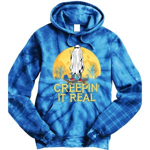 Creepin It Real Skateboard Ghost Funny Retro Halloween Meaningful Gift Tie Dye Hoodie