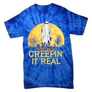 Creepin It Real Skateboard Ghost Funny Retro Halloween Meaningful Gift Tie-Dye T-Shirt