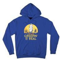 Creepin It Real Skateboard Ghost Funny Retro Halloween Meaningful Gift Tall Hoodie