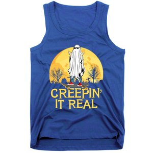 Creepin It Real Skateboard Ghost Funny Retro Halloween Meaningful Gift Tank Top