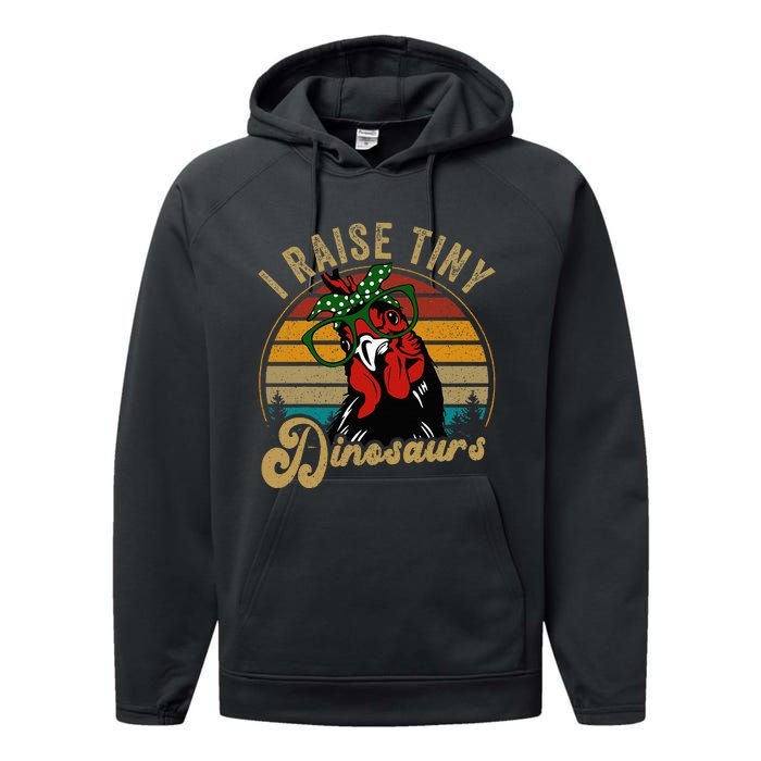 Chicken I Raise Tiny Dinosaurs Mama Hen Farm Mom Performance Fleece Hoodie