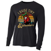 Chicken I Raise Tiny Dinosaurs Mama Hen Farm Mom Cooling Performance Long Sleeve Crew