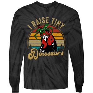 Chicken I Raise Tiny Dinosaurs Mama Hen Farm Mom Tie-Dye Long Sleeve Shirt