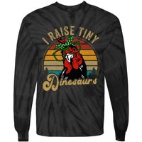 Chicken I Raise Tiny Dinosaurs Mama Hen Farm Mom Tie-Dye Long Sleeve Shirt