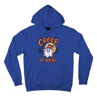 Creep It Real Vintage Retro Ghost On Skateboard Checkerboard Cool Gift Hoodie