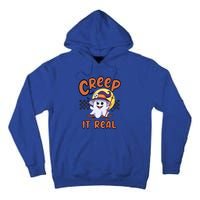 Creep It Real Vintage Retro Ghost On Skateboard Checkerboard Cool Gift Tall Hoodie