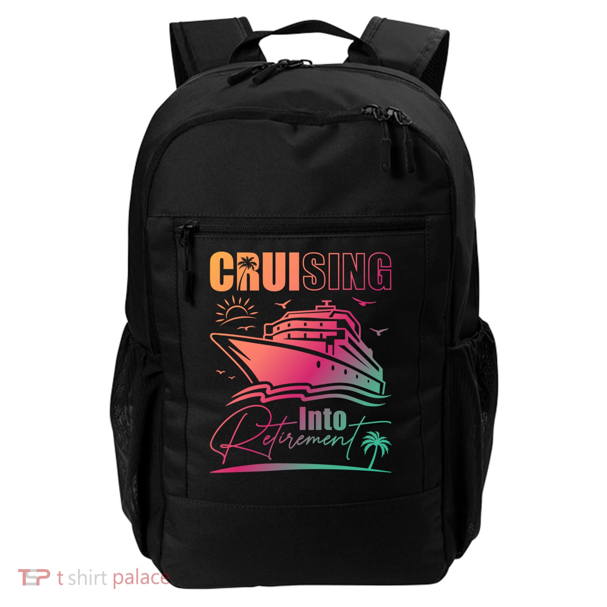 Cruising Into Retiret Family Cruise Adventure Retired Gift Daily Commute Backpack