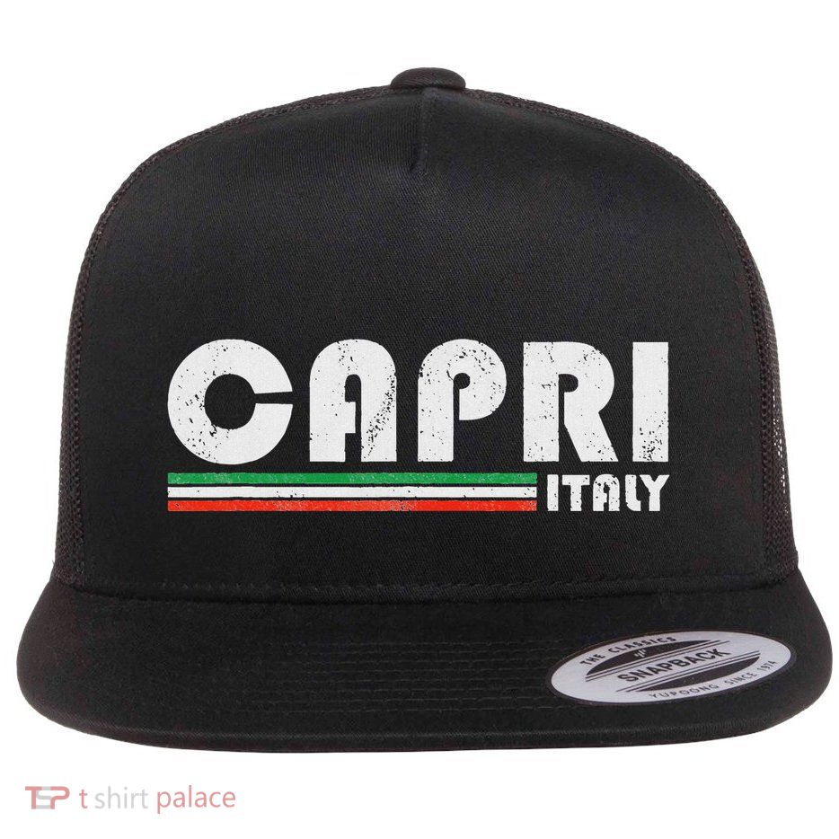 Capri Italy Retro Vintage Travel Vacation Gift Flatbill Hat