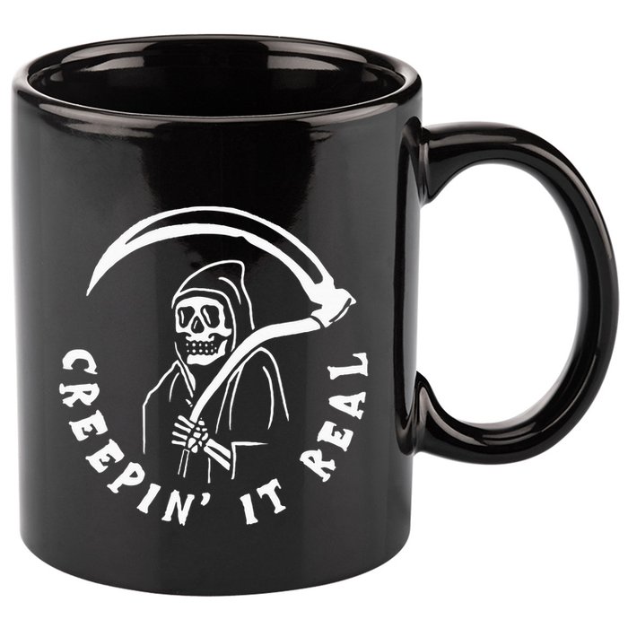 Creepin It Real Grim Reaper Halloween 11oz C Handle Ceramic Mug