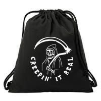 Creepin It Real Grim Reaper Halloween Drawstring Bag