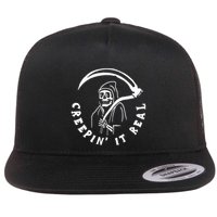 Creepin It Real Grim Reaper Halloween Flat Bill Trucker Hat