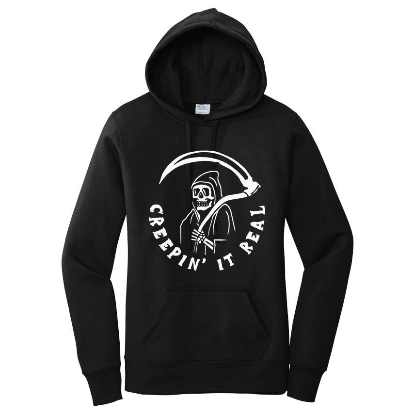 Creepin It Real Grim Reaper Halloween Women's Pullover Hoodie