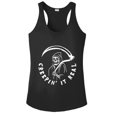 Creepin It Real Grim Reaper Halloween Ladies PosiCharge Competitor Racerback Tank