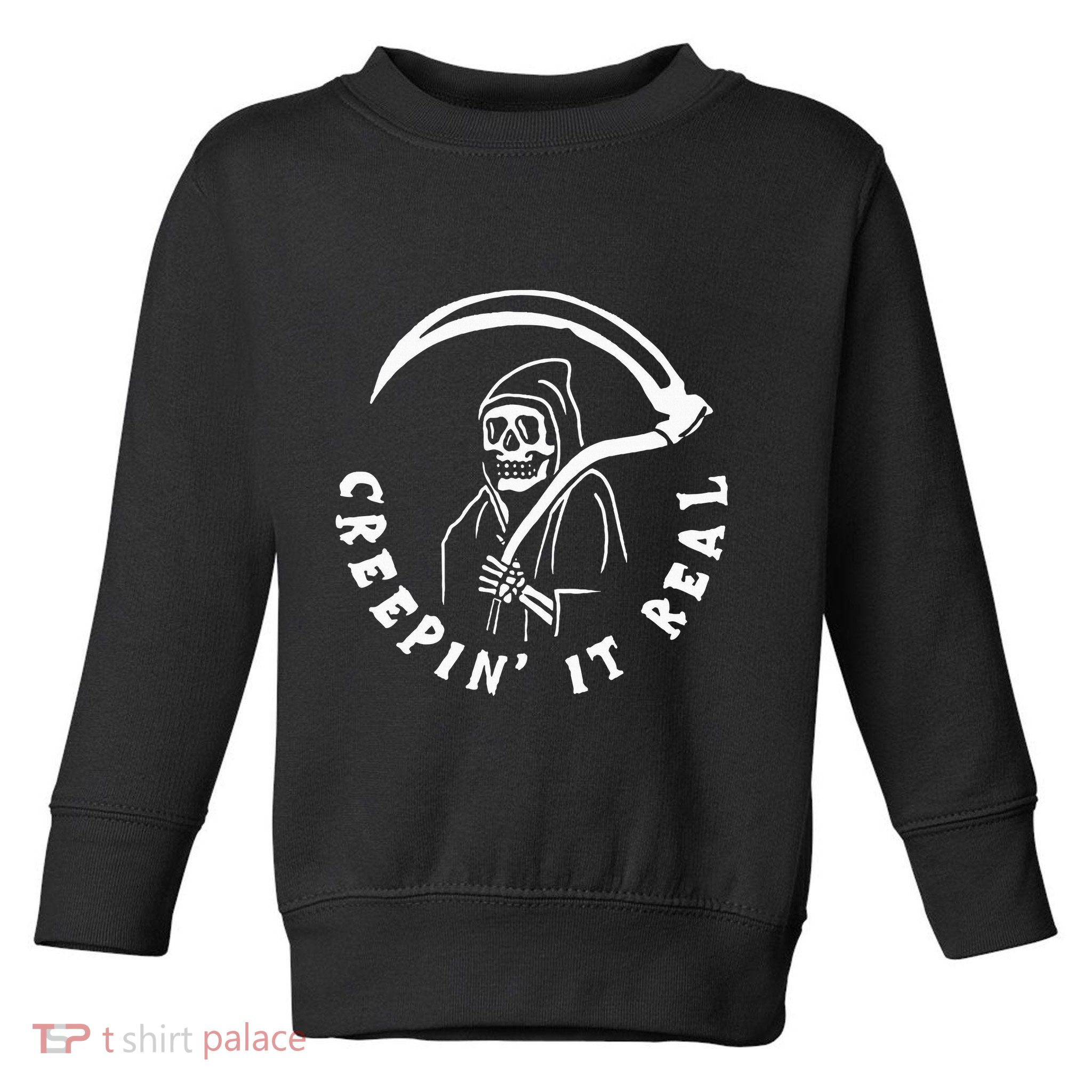 Creepin It Real Grim Reaper Halloween Toddler Sweatshirt