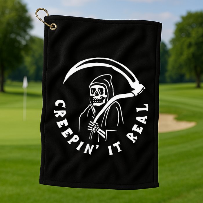 Creepin It Real Grim Reaper Halloween Golf Towel