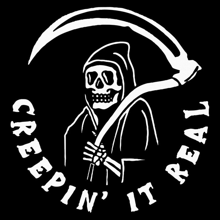 Creepin It Real Grim Reaper Halloween Cropped Pullover Crew