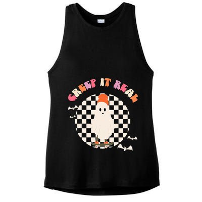 Creep It Real Ghost Halloween Ladies PosiCharge Tri-Blend Wicking Tank