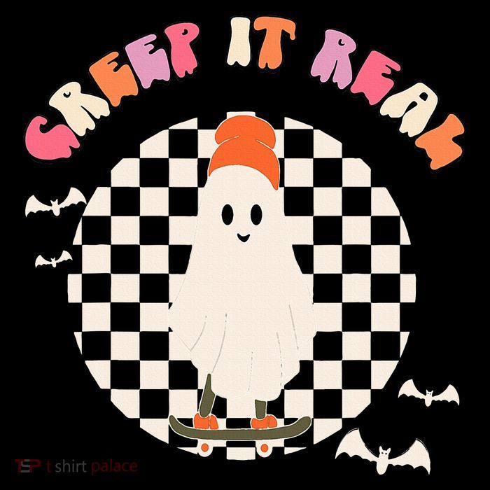 Creep It Real Ghost Halloween Flexfit Unipanel Trucker Cap