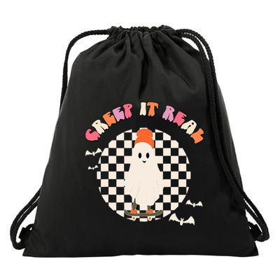 Creep It Real Ghost Halloween Drawstring Bag