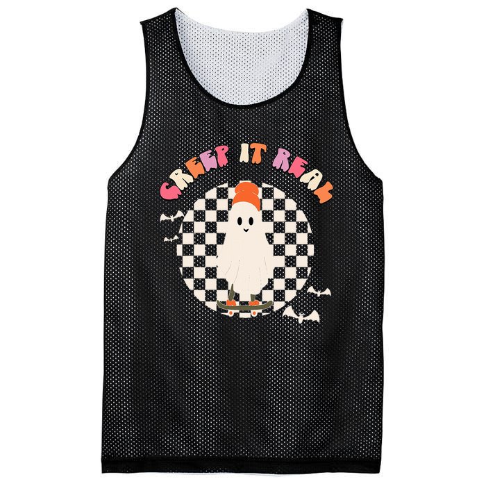 Creep It Real Ghost Halloween Mesh Reversible Basketball Jersey Tank